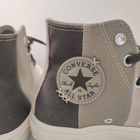 Converse Beige & Khaki Chuck 70 Patchwork Suede High Top Sneaker - Picture 1 of 10